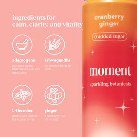 Moment amber bottle closeup communicates wellness-forward, adult-friendly refreshment.
