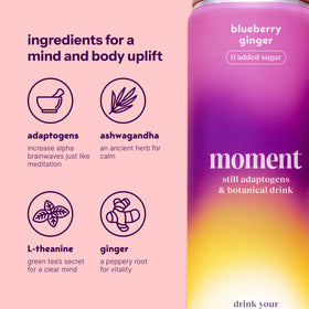 Moment features blueberries and ginger for antioxidant flavor and warming spice.