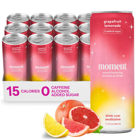Moment Botanical Soda bottle with grapefruit-lemonade flavor for relaxed focus