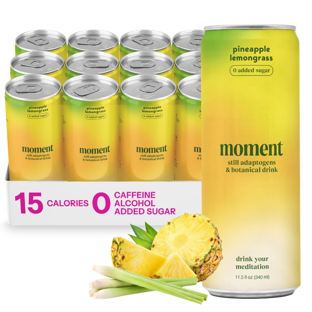 Moment Botanical Tea pineapple lemongrass bottle showing tropical calm and focus