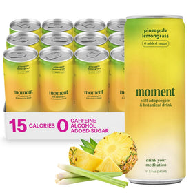Moment Botanical Tea pineapple lemongrass bottle showing tropical calm and focus