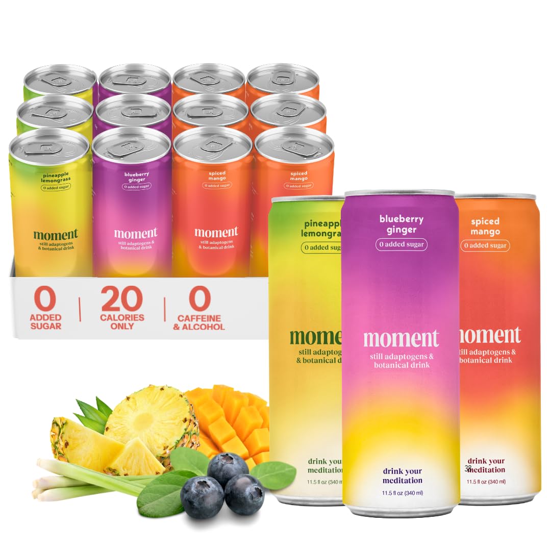 Moment bottle pour showing calming botanicals for focused sipping