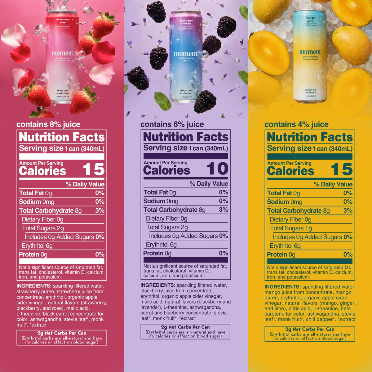 Drink Your Meditation Moment strawberry rose can for a light, flavorful mocktail option