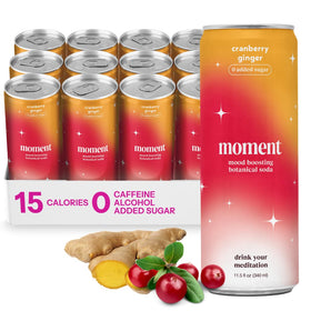 Drink Your Meditation Moment cranberry-ginger sparkler bottle, a relaxing, refreshing mood lift.