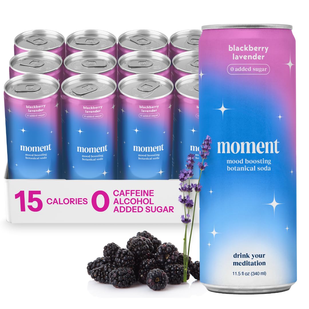 Moment bottle front view showcases branding and zero sugar promise for a refreshing mocktail