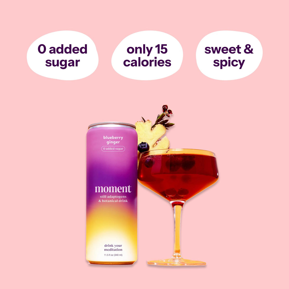 Moment glass serve highlights a refreshing, zero sugar beverage for social moments.