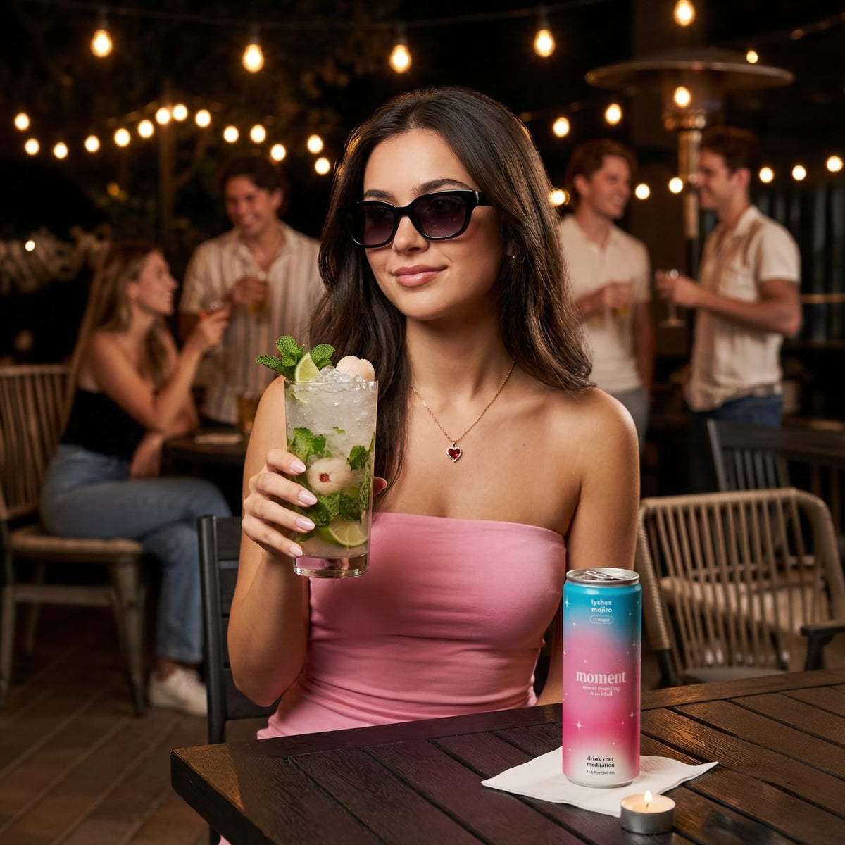 Moment Lychee Mojito bubbles rising in a chilled glass inviting refreshment.