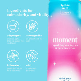 Moment Lychee Mojito mint and lychee close-up capturing tropical freshness.