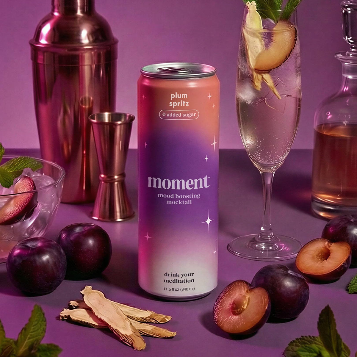 Glass filled with Moment mocktails promises a relaxing after-work moment.