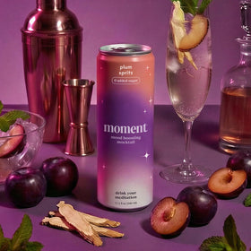 Glass filled with Moment mocktails promises a relaxing after-work moment.