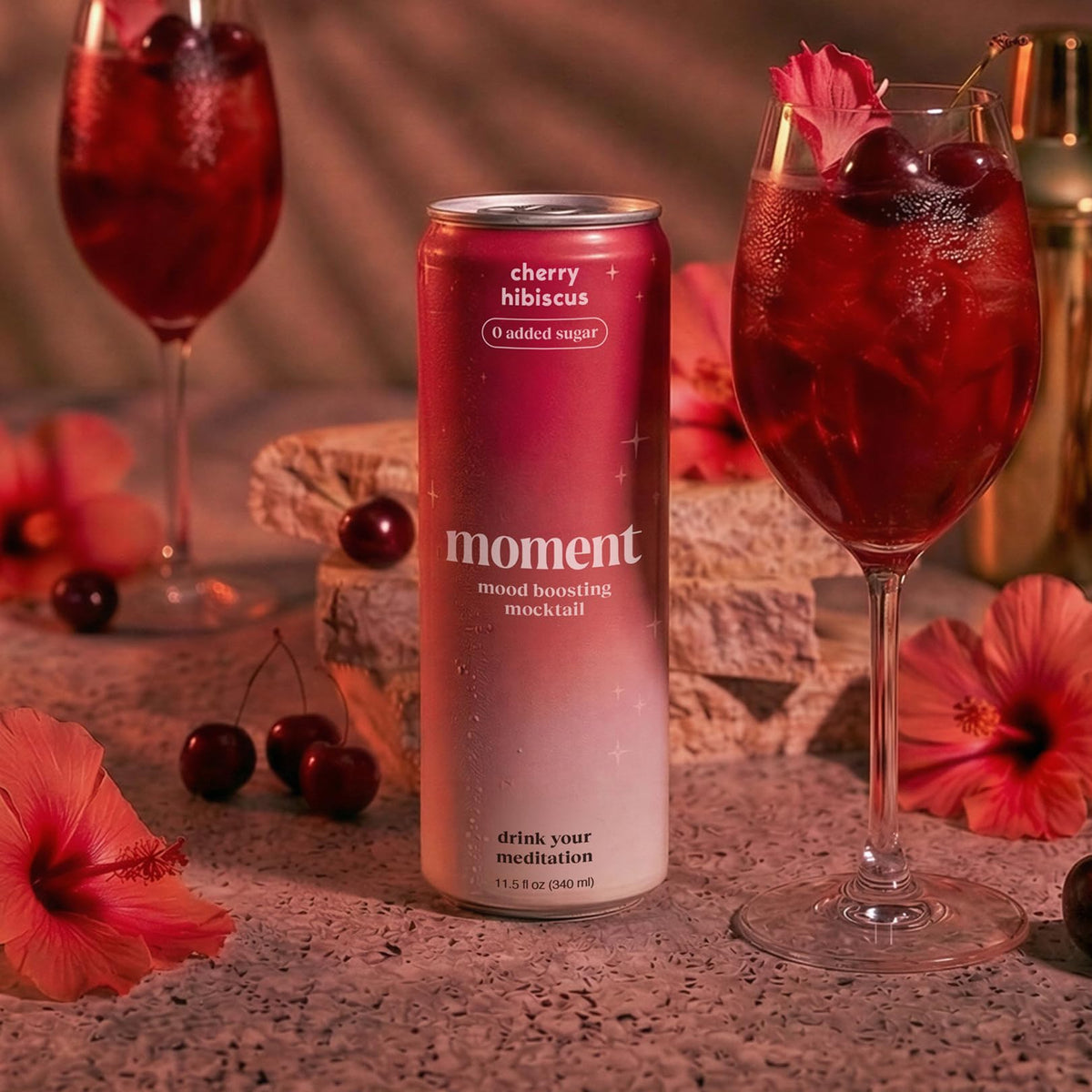 Moment glass setup ready for a mindful, alcohol-free toast