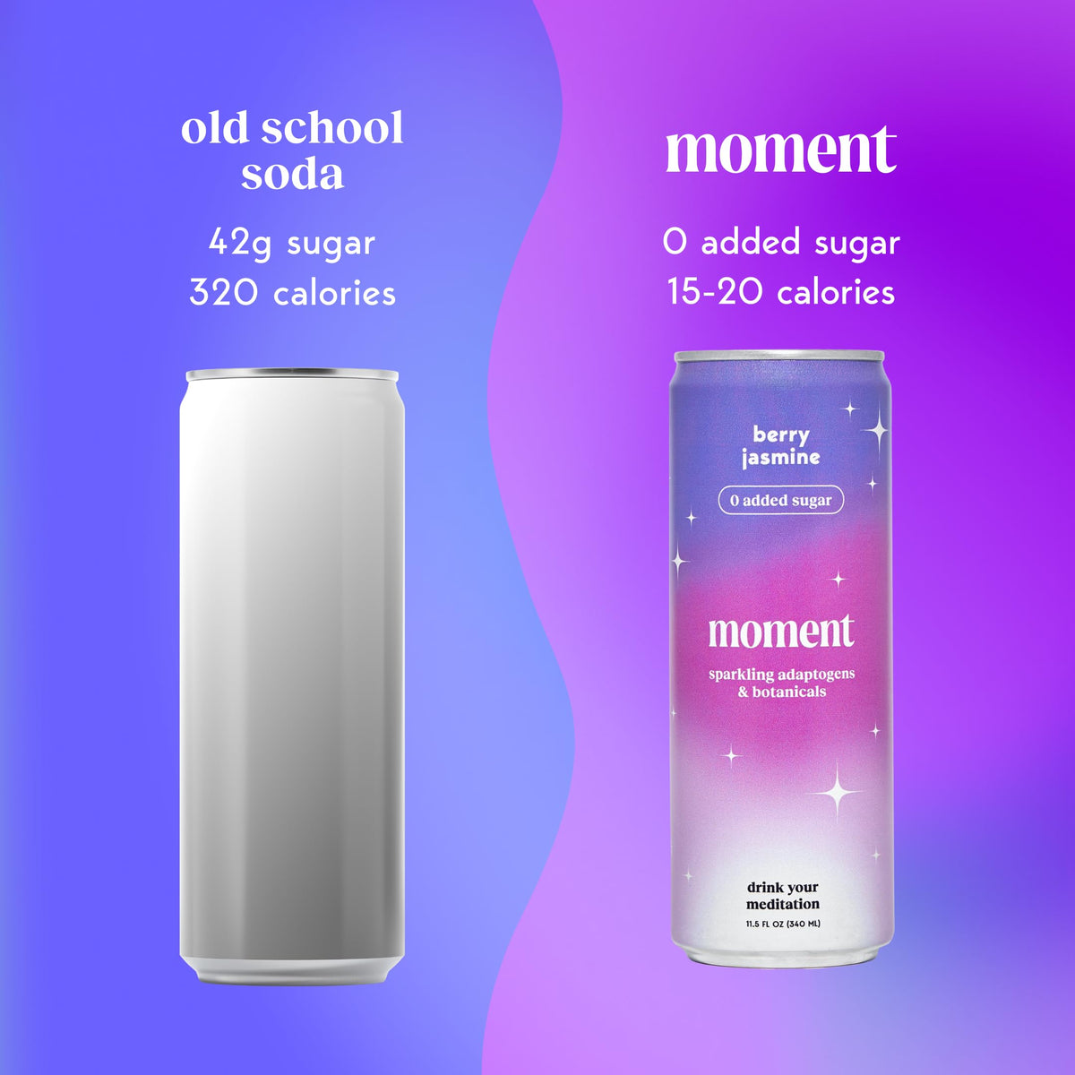Moment ready-to-enjoy glass with ice for a refreshing non-alcoholic break.