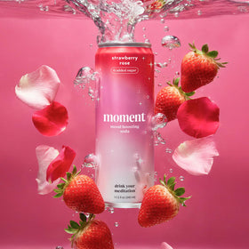 Moment strawberry-rose blend emphasizes fresh fruit and floral notes for a refined sip.