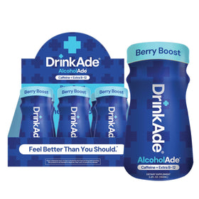 DrinkAde Boost bottle with green tea label, front view for clean energy and hydration.