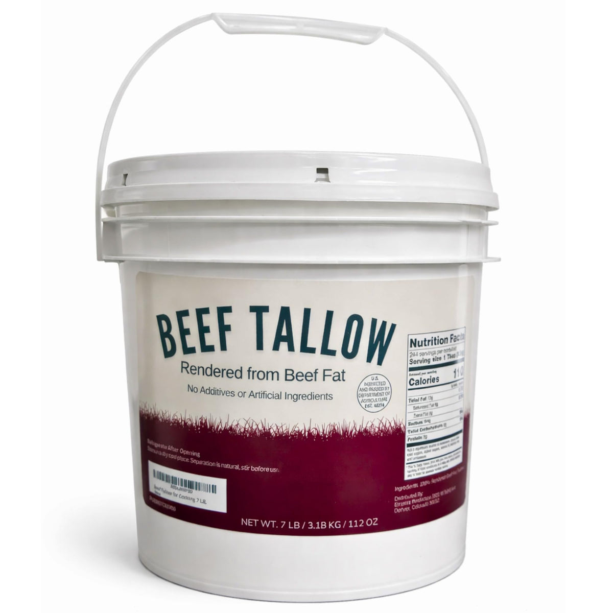 Drip Co Beef Tallow 7 lb bulk pail ready for versatile cooking.