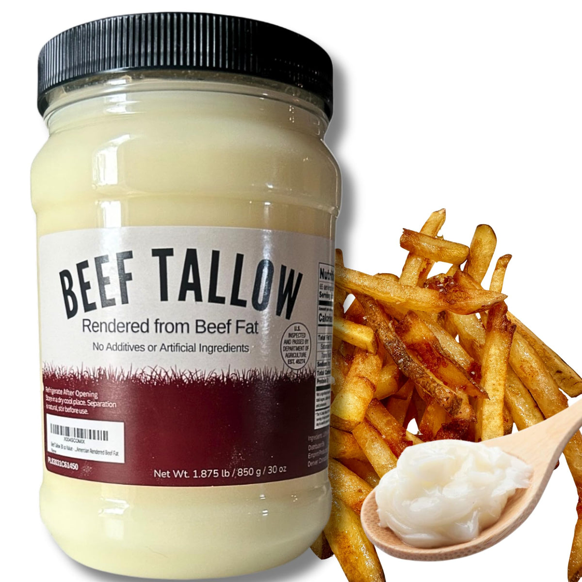 Drip Co Beef Tallow 30oz value pack in jar for high-heat cooking and browning.