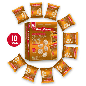 Drizzilicious Cinnamon Swirl mini rice cakes close-up showing crisp, airy texture