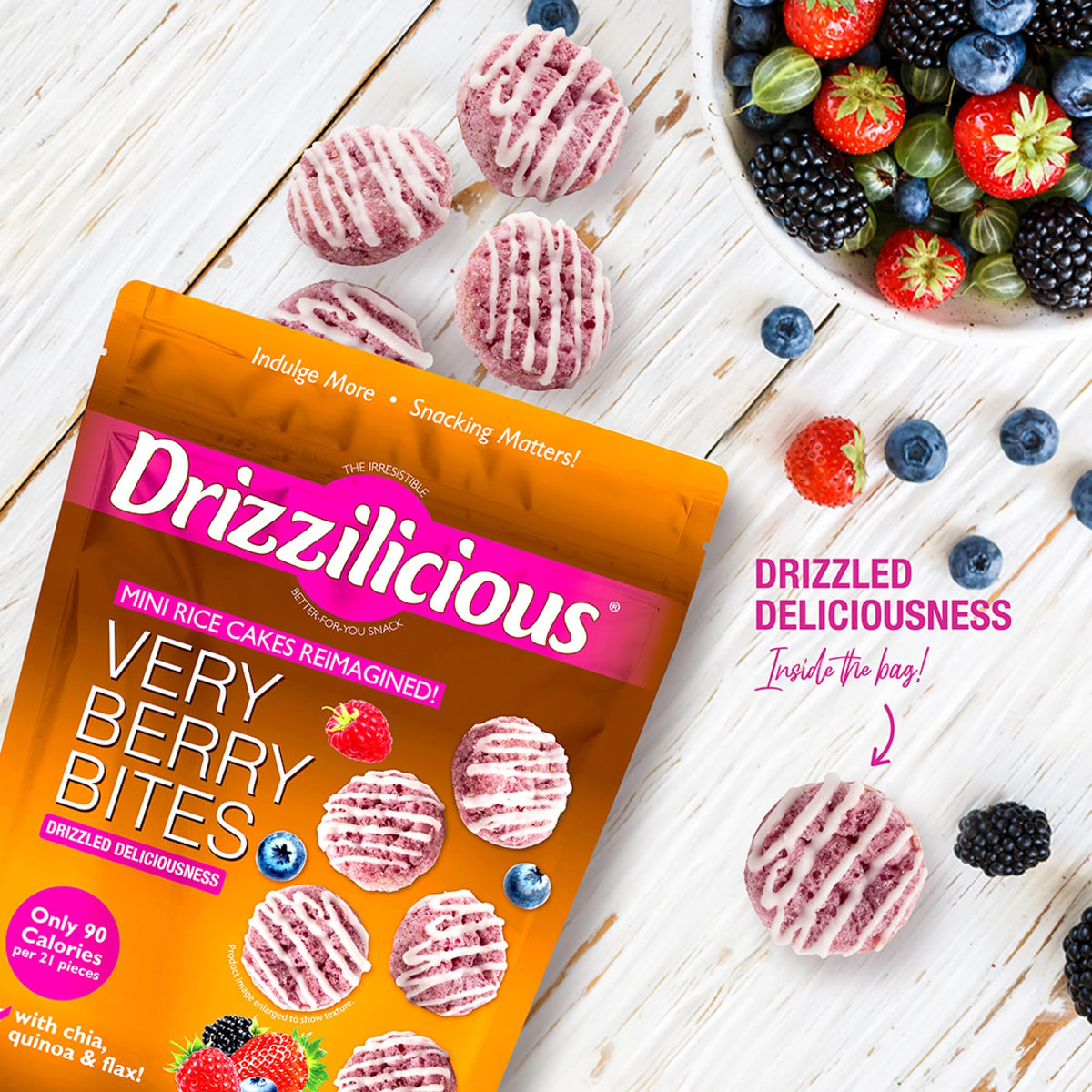 Drizzilicious kids snack time berry bites are kid-friendly and allergen-free.