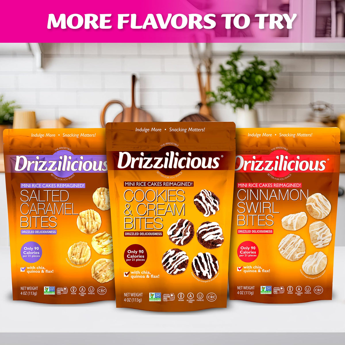 Drizzilicious low-calorie dessert idea with 90 calories per 21 pieces.