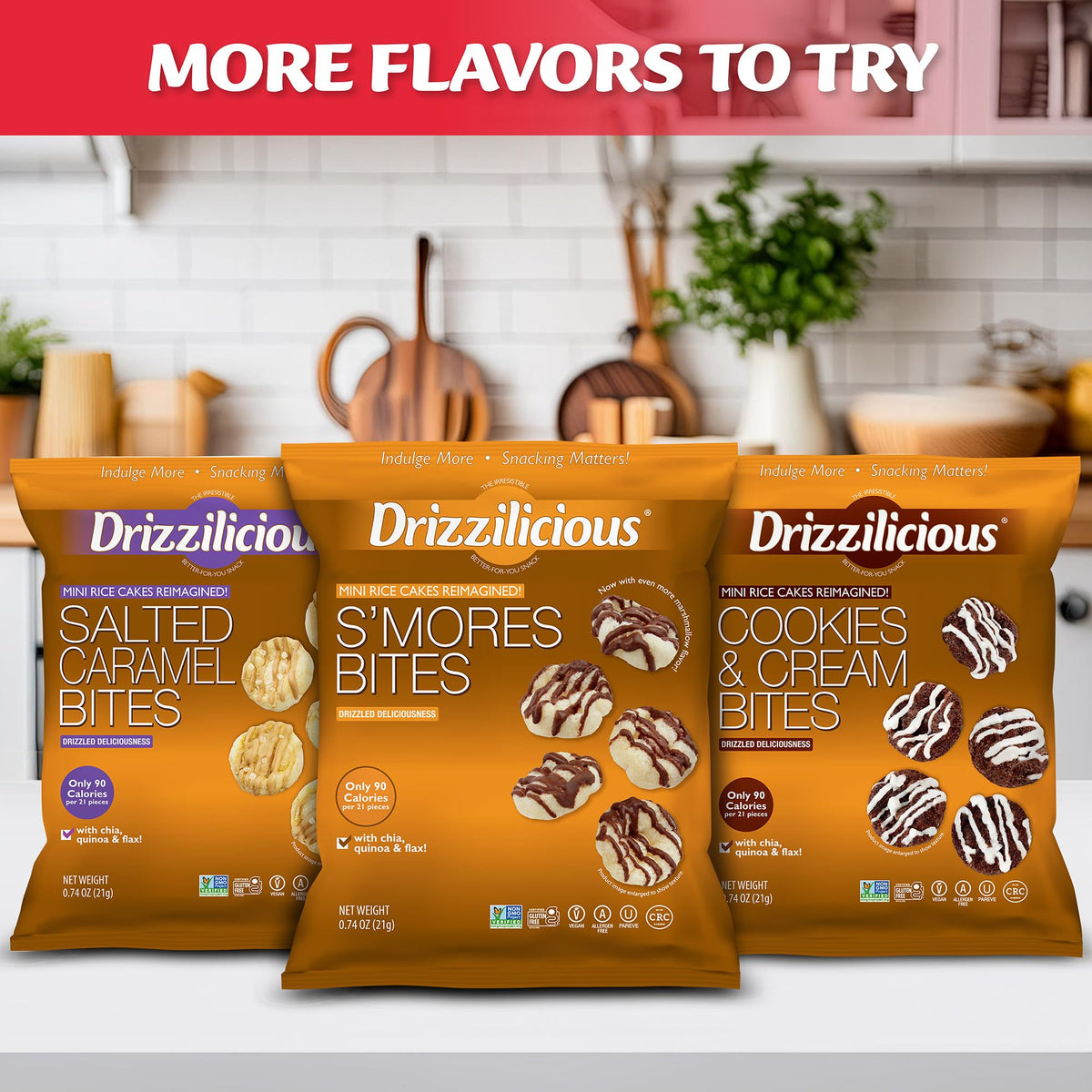 Drizzilicious Cinnamon Swirl rice cakes in a lunchbox pairing.