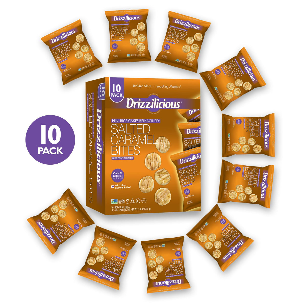 Drizzilicious Salted Caramel bite; crisp texture and indulgent aroma for snack time.