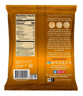 Drizzilicious Salted Caramel mini rice cakes, a dessert option in a portable pack.