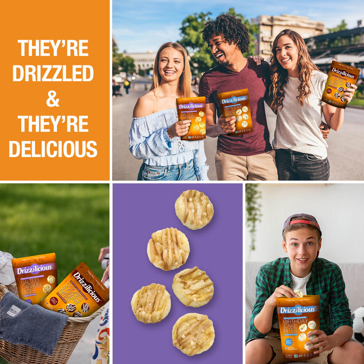 Drizzilicious Salted Caramel rice cakes, kid-friendly lunchbox treat.