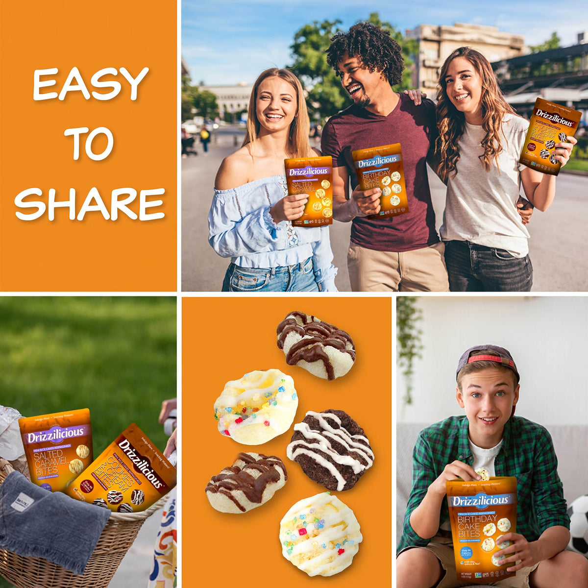 Drizzilicious on-the-go snack pack highlighting gluten-free and vegan-friendly design