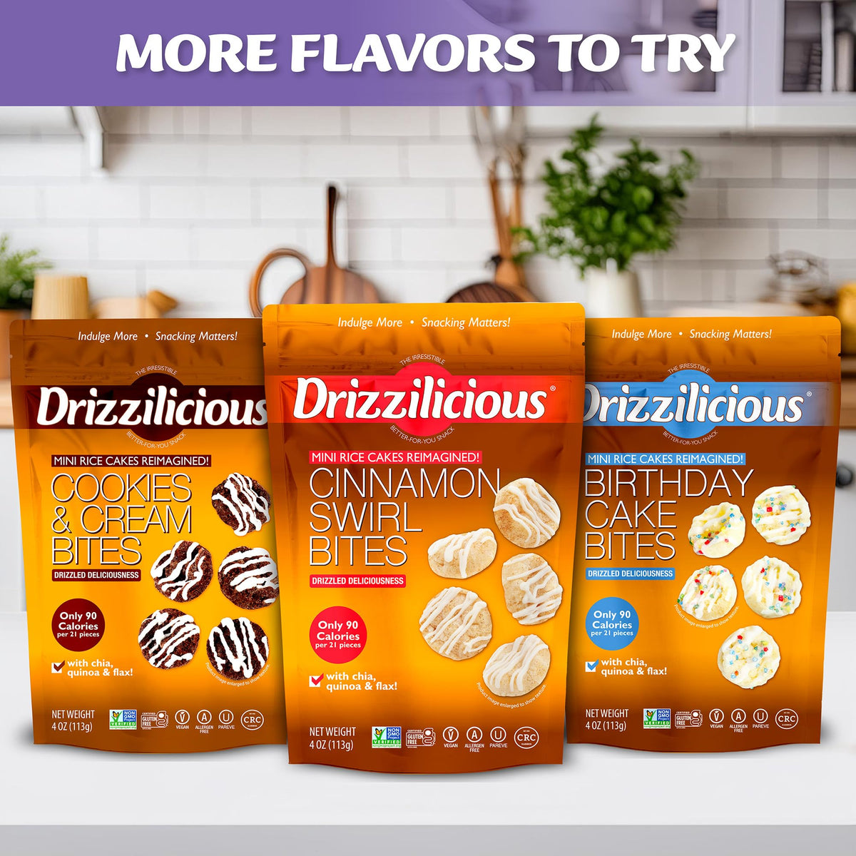 Family-friendly Drizzilicious salted caramel mini rice cakes during a coffee break.