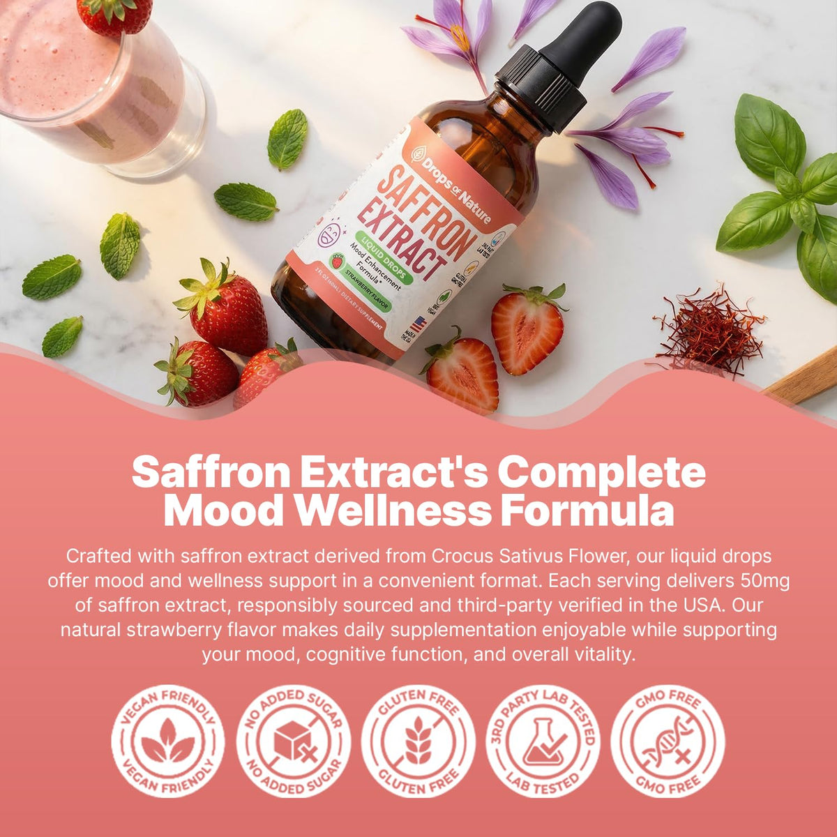 Drops Of Nature saffron drops brand prominence with strawberry scent.