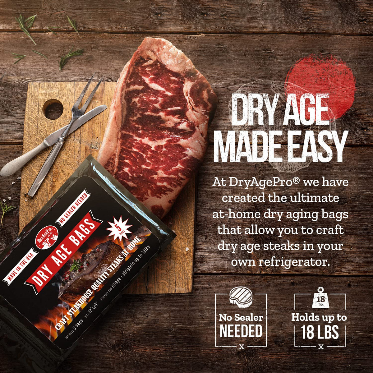 DryAgePro ribeye in bags ready for home aging