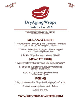 DryAgingWraps bag with zip-tie seal demonstrates secure closure.