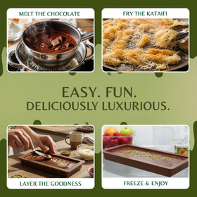 Dubai Chocolate Bar Kit Master milk-chocolate-wafers: smooth layers for luxurious homemade bars.