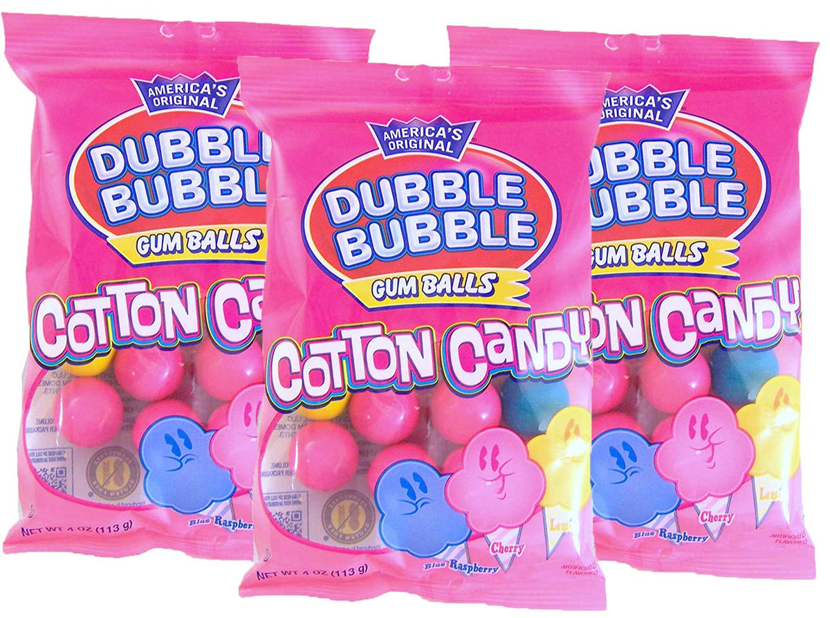 Dubble Bubble Cotton Candy Gum Balls pack on shelf, ideal for gifting and sharing.
