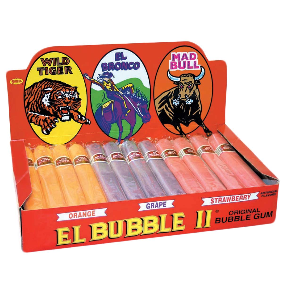 Dubble Bubble El Bubble II box front with assorted fruit flavors, a party-ready snack.