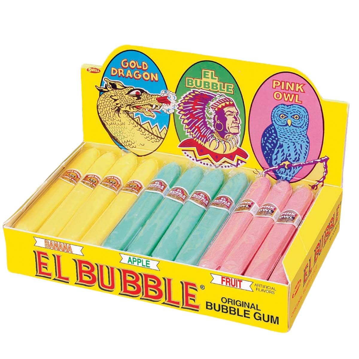 Dubble Bubble El Bubble cigar packaging highlights nostalgic fruit gum flavors for sharing