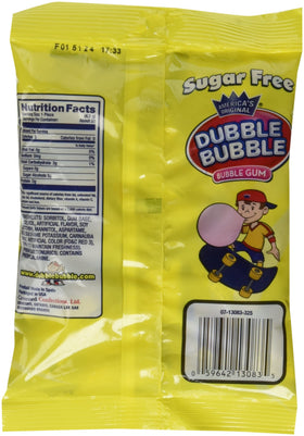 Dubble Bubble Sugar Free gum close-up shows classic flavor without sugar.