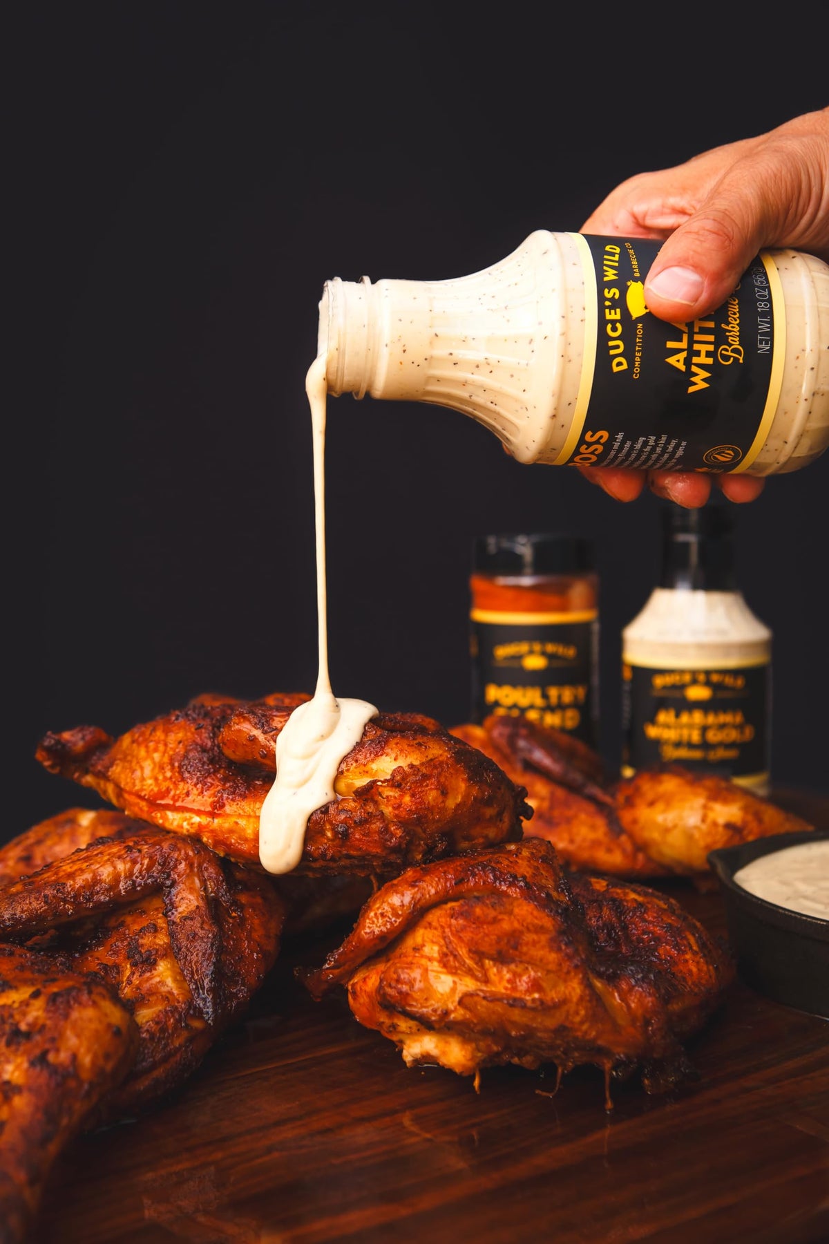 Duce's Wild Alabama White Gold sauce label close-up highlighting gluten-free