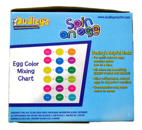 Dudley's Spin and Egg color drops add vibrant shades for quick, kid-friendly egg art