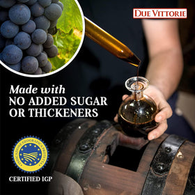 Due Vittorie Oro Gold balsamic label close-up shows premium craftsmanship.