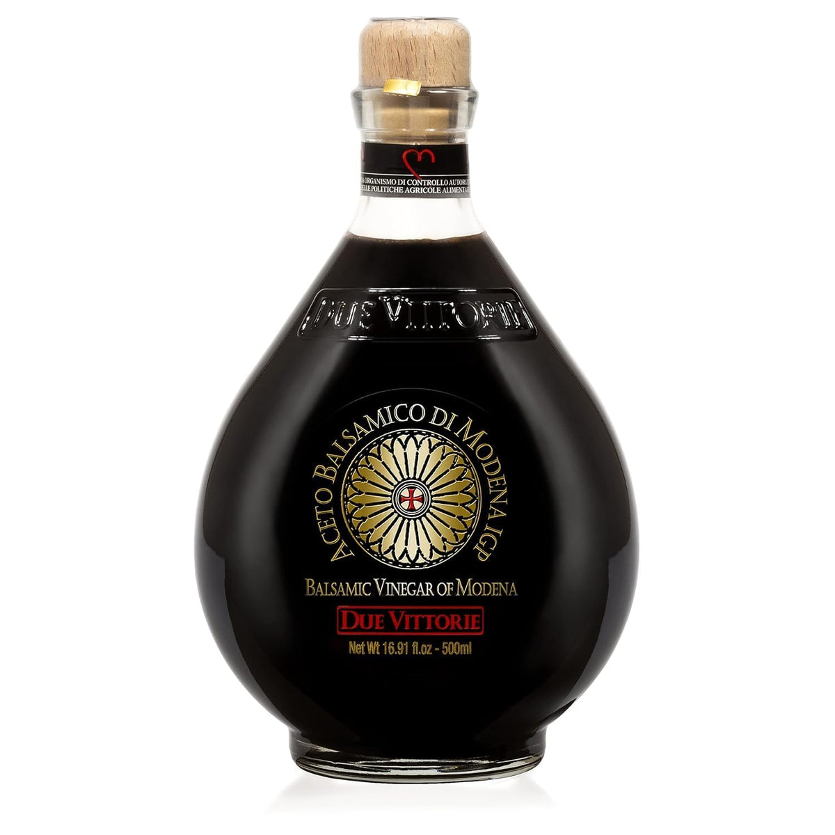 Due Vittorie Oro Gold balsamic bottle pour showing versatility in flavor enhancement