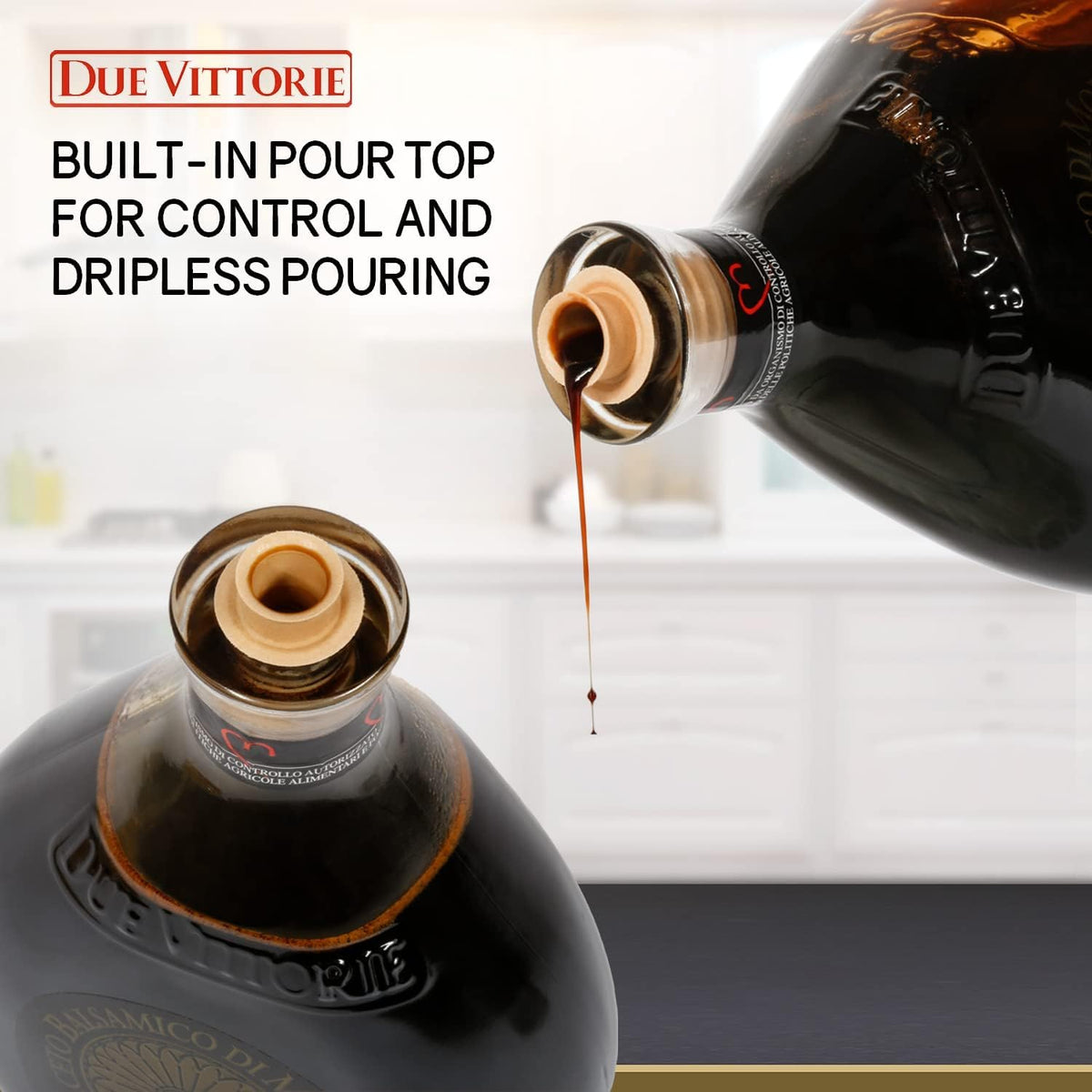 Due Vittorie Oro Gold bottle with built-in pourer for easy tasting
