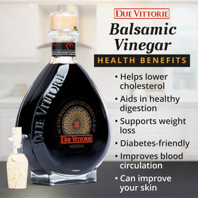 Gift-pack presentation of Due Vittorie Oro Gold balsamic for gifting