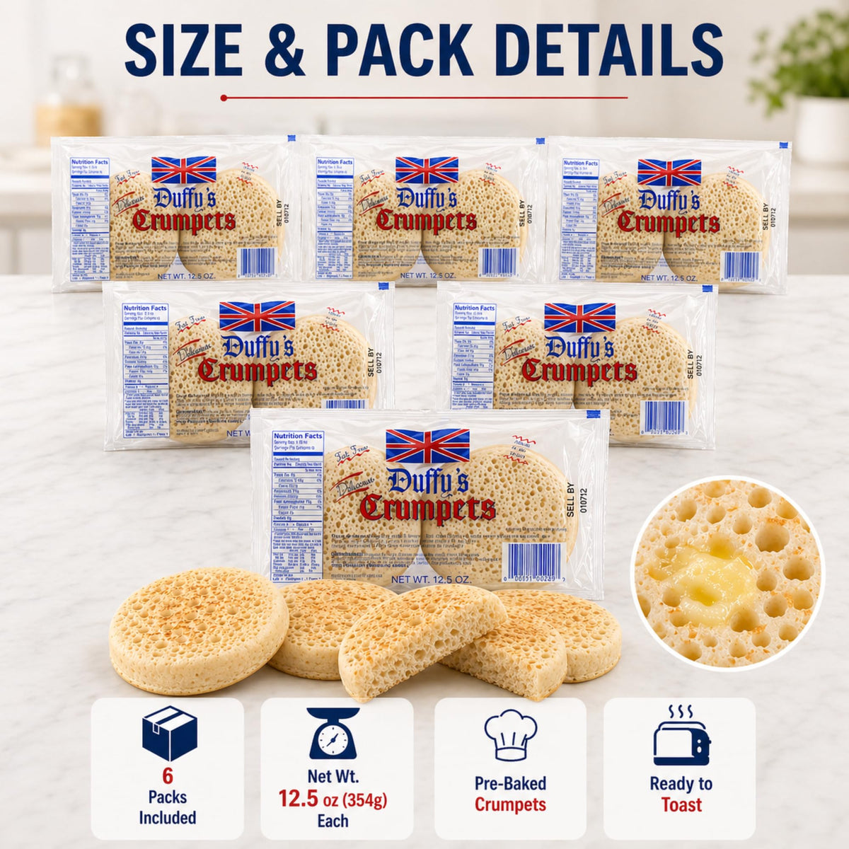 Duffy's Crumpets morning ritual, satisfying breakfast or snack option.