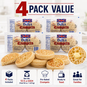 Duffy's Crumpets traditionally inspired recipe, English flavor for tea-time.