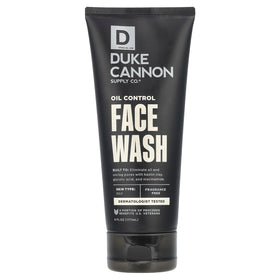 Duke Cannon Wash Face Oil Control bottle demonstrates compact design for daily use