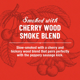 Duke's sausages emerge from cherry-hickory smoke for rich aroma.