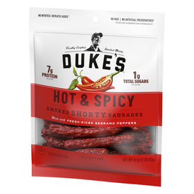 Duke's Shorty Sausages with serrano peppers deliver bold heat.