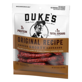 Duke's parsley and roasted garlic visible on the sausages.