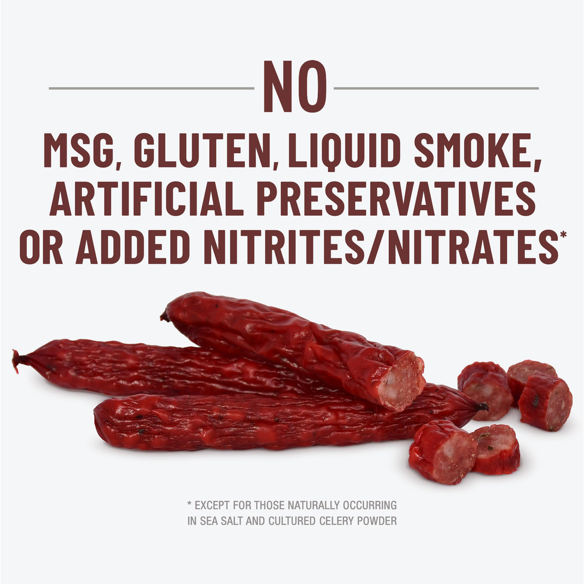 DUKE'S Shorty Sausages gluten-free claim on label.